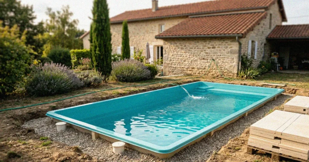 Prix piscine coque 8x4 : budget complet en 2026