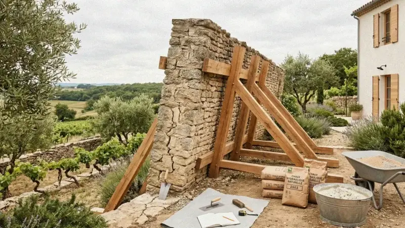 Comment consolider un mur en pierre qui penche ?
